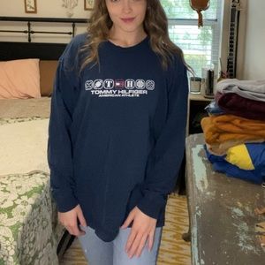 Tommy Hilfiger American Athlete Navy Blue Long T-Shirt — Women’s L